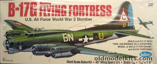 Guillows 1/28 Boeing B-17G Flying Fortress - 45 Inch Wingspan Flying Aircraft, 2002 plastic model kit